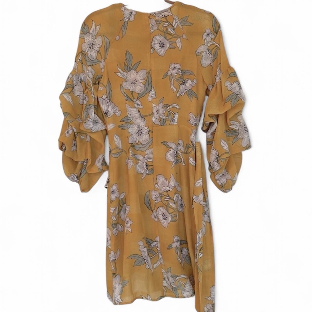 Chriselle x JOA Yellow Floral Puff Sleeve Mini Dress S - Picture 5 of 13